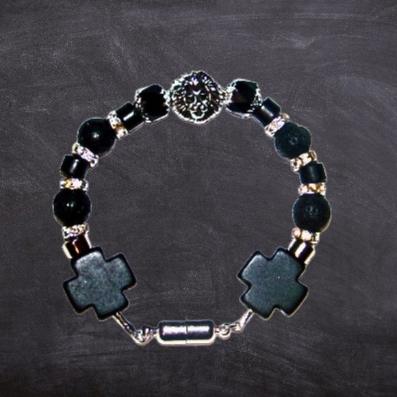 XXL Mens Lion Head Beaded Bracelet - Picture 5 of 5